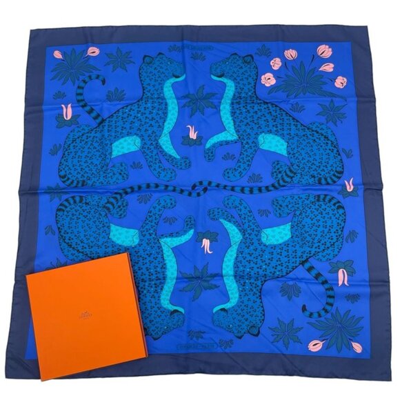 Hermes Carre 90 Scarf LES Leopard 100% Silk